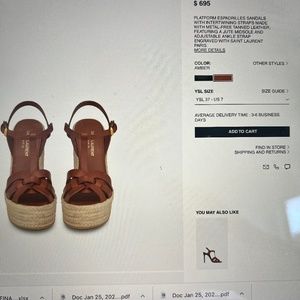 SAINT LAURENT  TRIBUTE ESPADRILLES WEDGE IN SMOOTH LEATHER